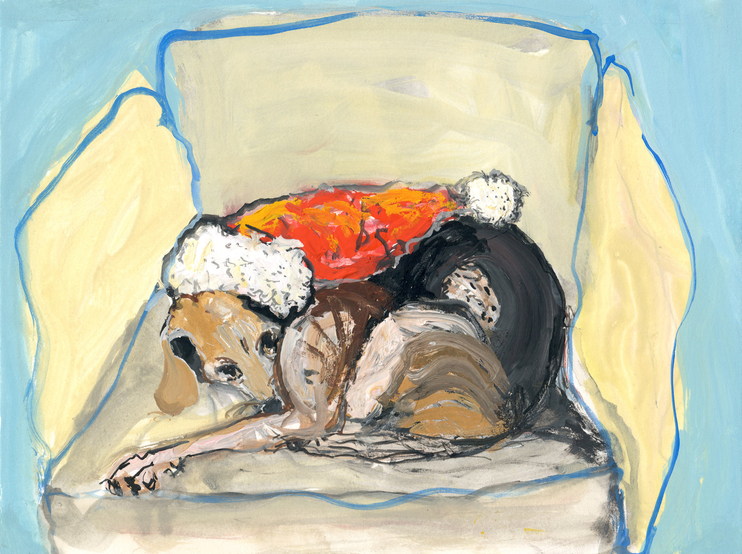 Sleepy Dog - Study 8 - Santa Hat