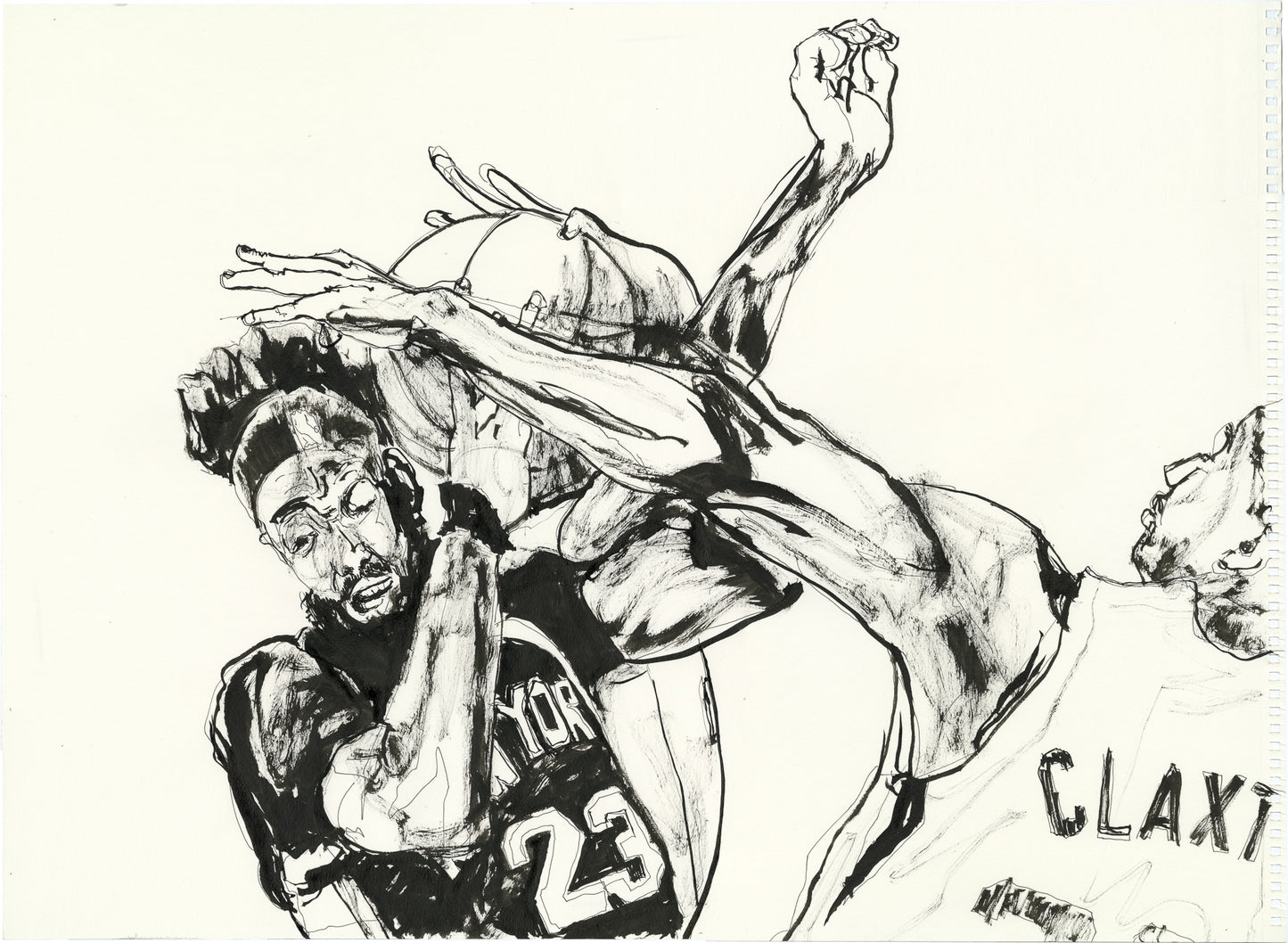 Robinson and Claxton fight for the Ball - Drawing of the Game - Nets/Knicks