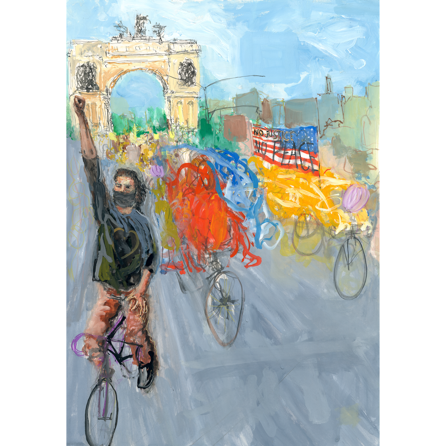 Monumental Bike Protest Painting - Diptych - No Hands