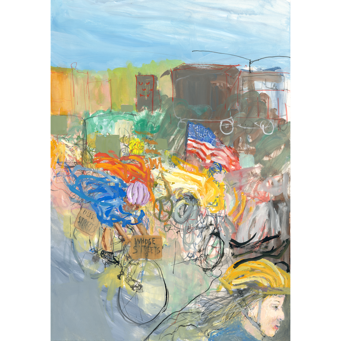 Monumental Bike Protest Painting - Diptych - No Hands