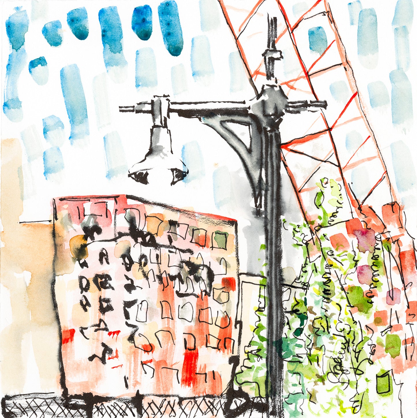 Crane and Green Rising