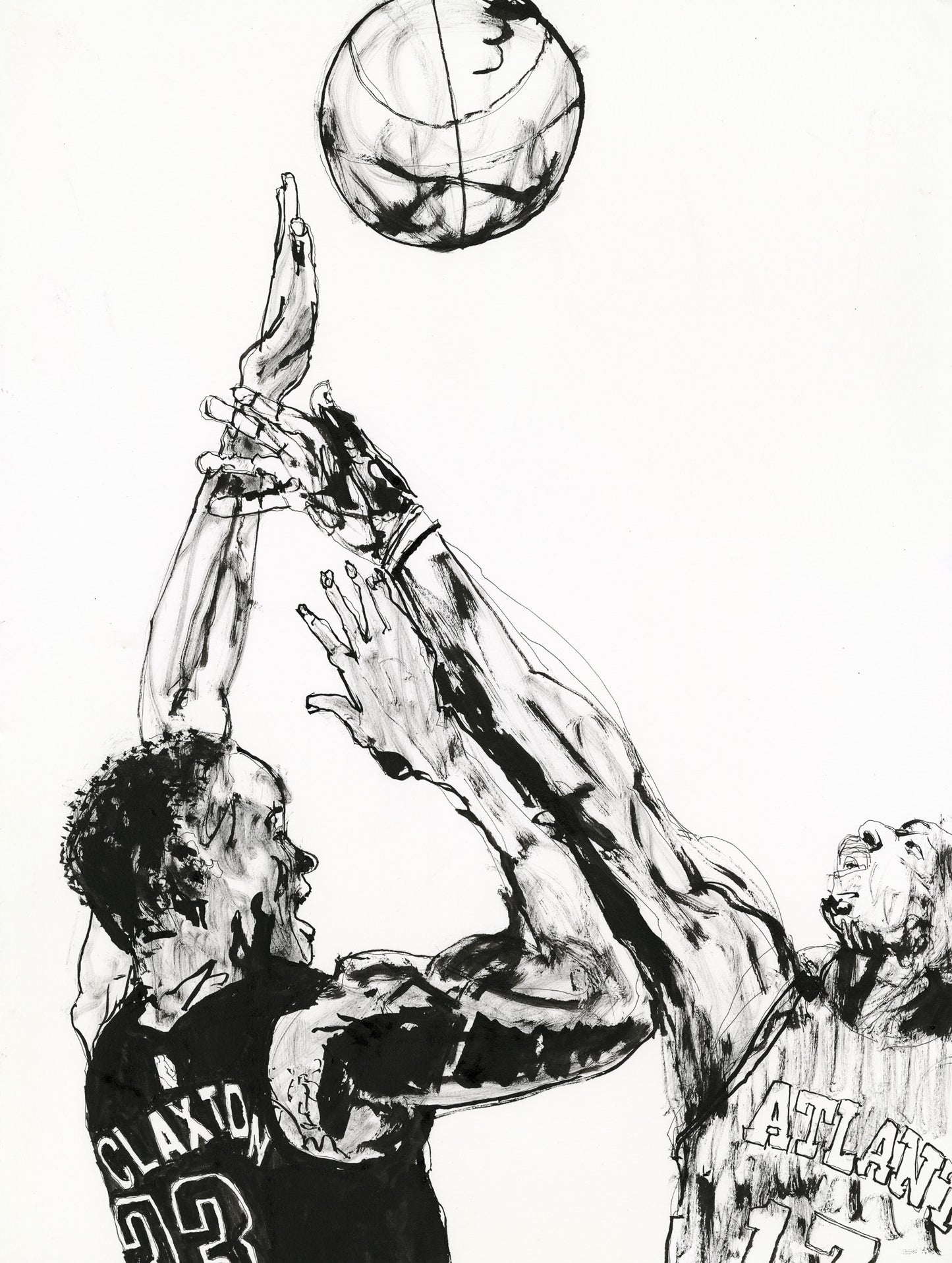Clax Shoots over Okongwu - Drawing of the Game - Nets/Hawks