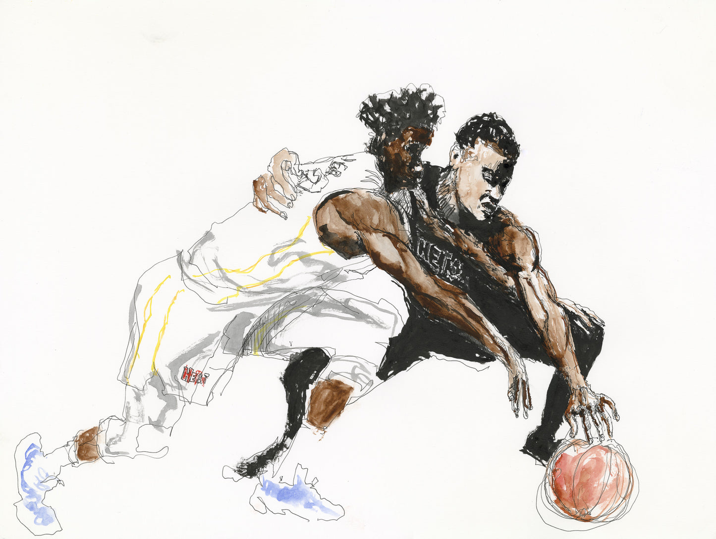 Claxson and Butler Battle for Loose Ball - Drawing of the Game - Nets/Cavs
