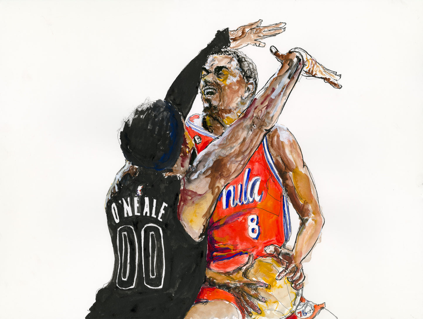 O'Neale Guarding Melton - Drawing of the Game - Nets/Sixers Game 1