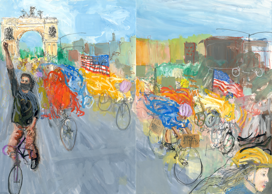 Monumental Bike Protest Painting - Diptych - No Hands
