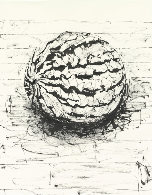 Summer’s Heat – A Watermelon Study in Brush and Ink